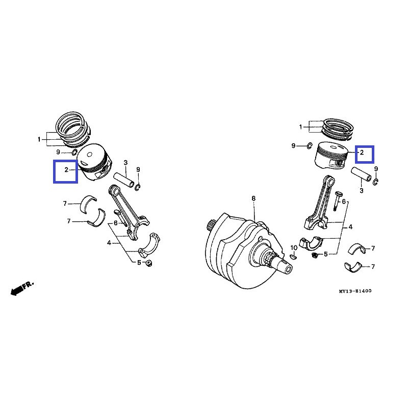 13102MV1305  Πιστόνι 0.25 Ρεκτιφιέ Honda XRV-750 