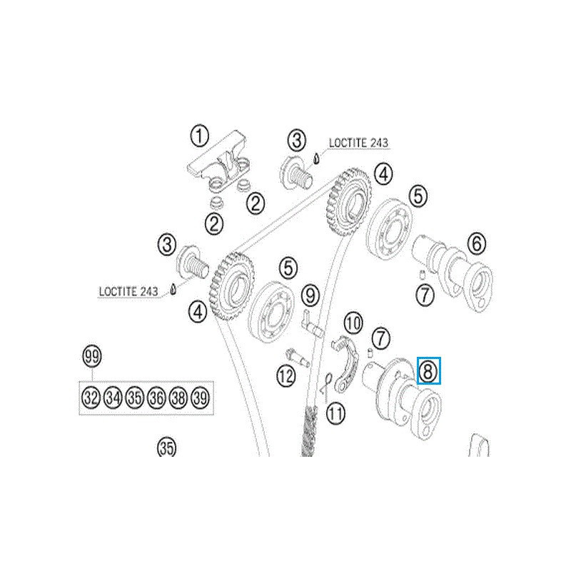 77036010400  Camshaft Exhaust KTM SX-F 250 '09-'10